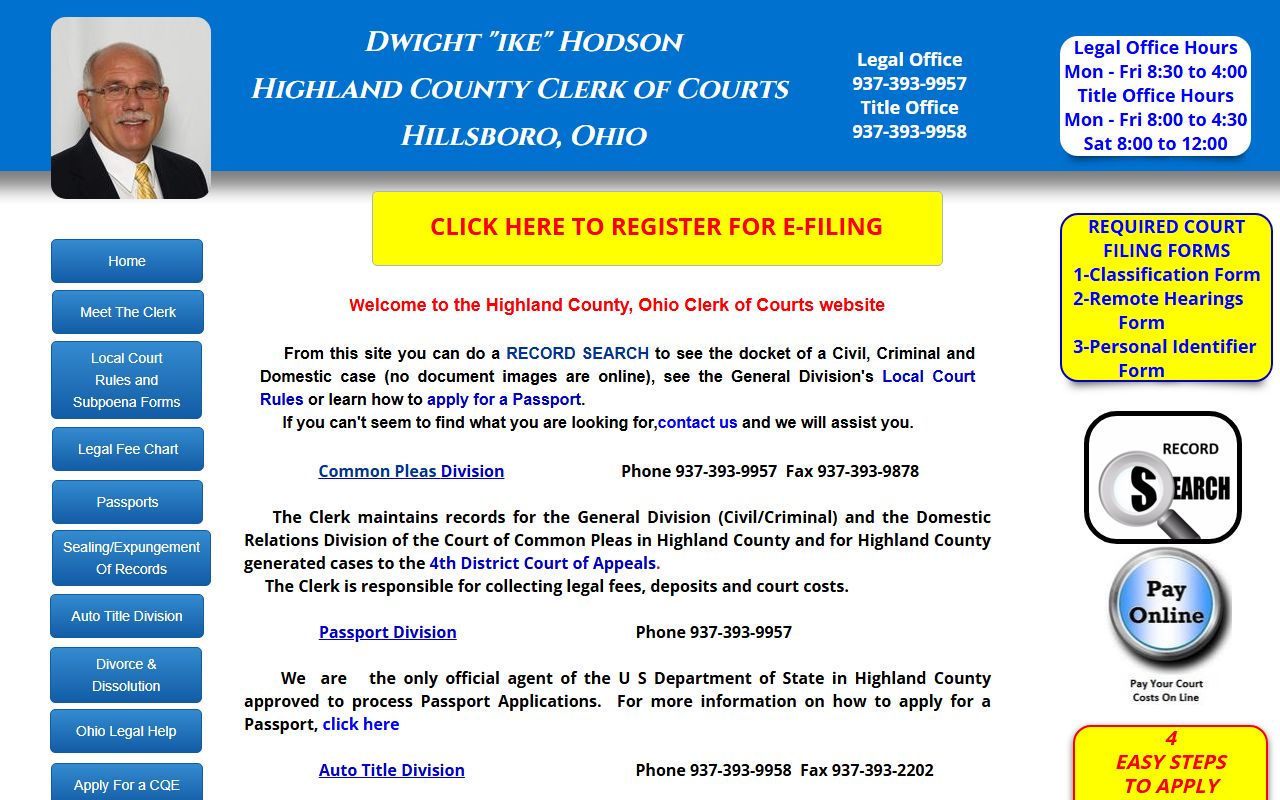 Highland County criminal court records resource page