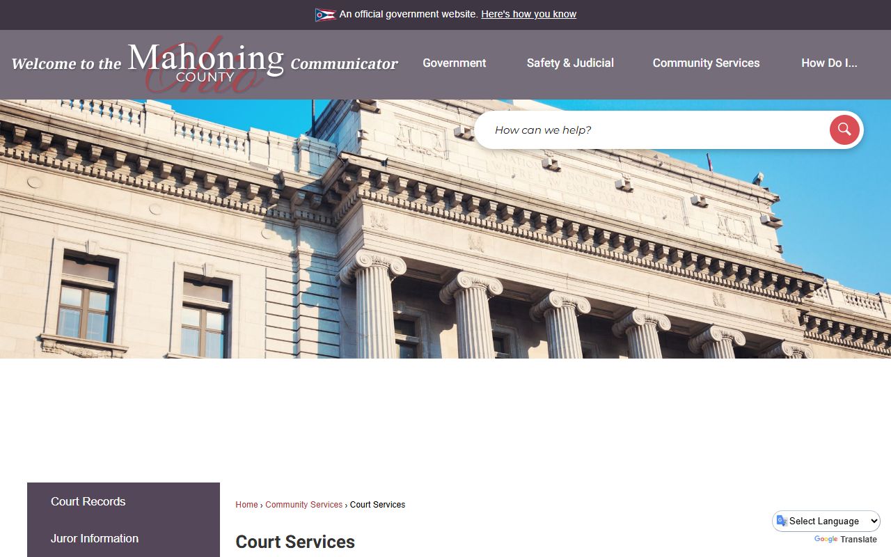 Mahoning County criminal court records resource page