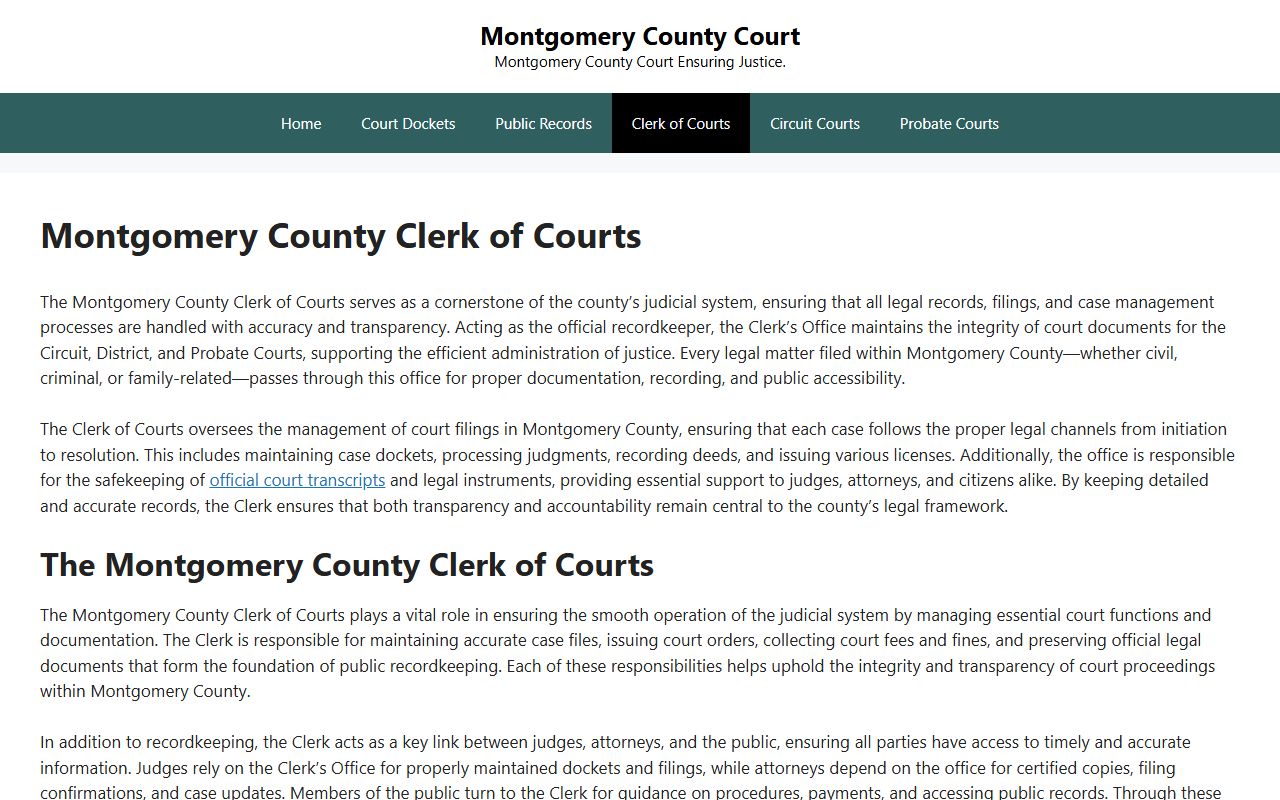 Montgomery County criminal court records resource page