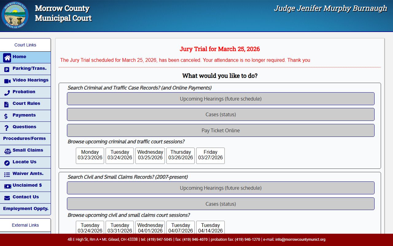 Morrow County criminal court records resource page