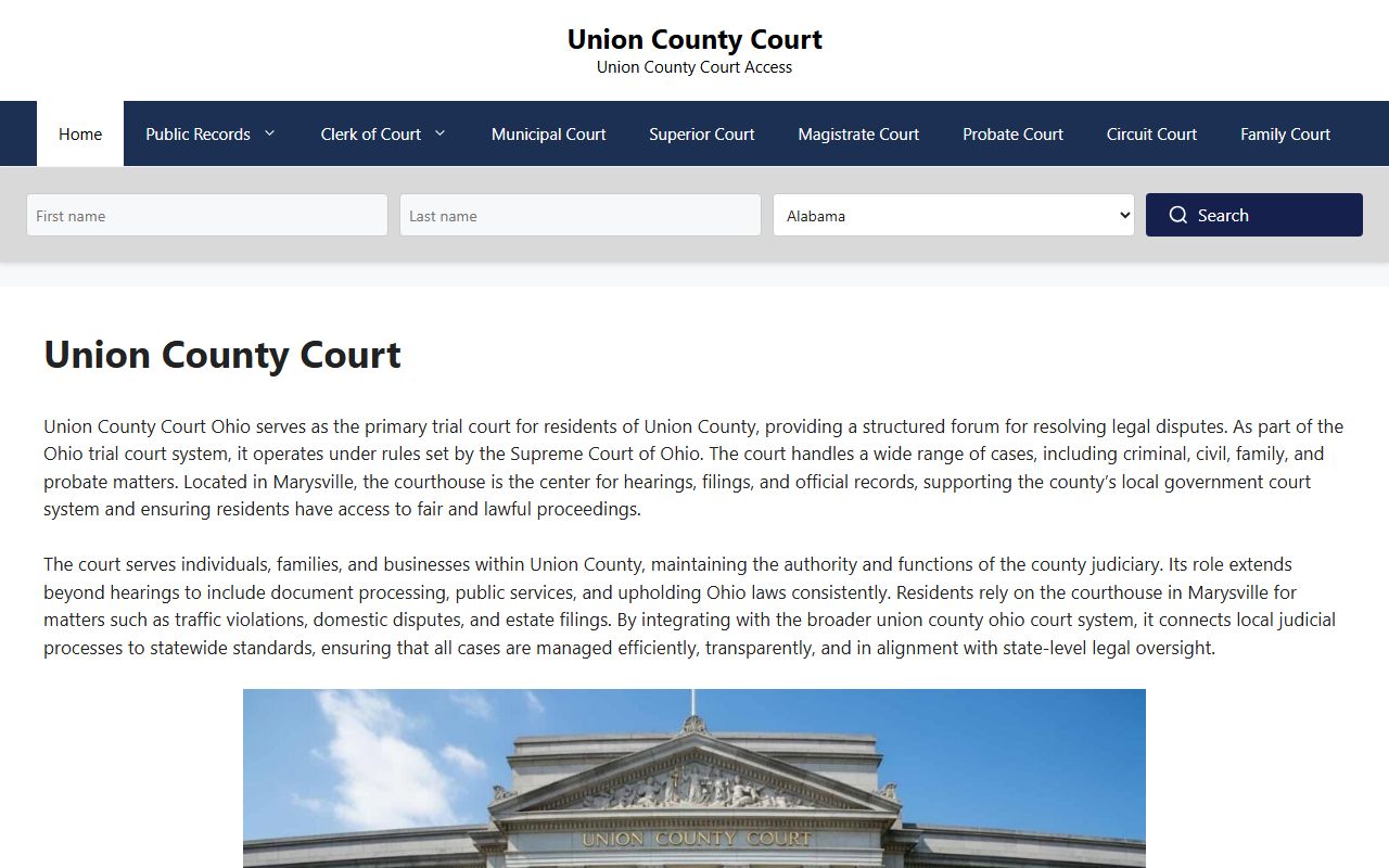 Union County criminal court records resource page